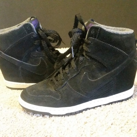 nike dunk sky high wedge black suede